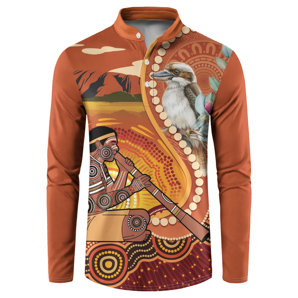 Australia Didgeridoo Button Sweatshirt Aussie Kookaburra Indigenous Dot Art