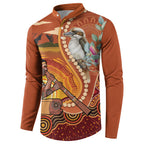 Australia Didgeridoo Button Sweatshirt Aussie Kookaburra Indigenous Dot Art