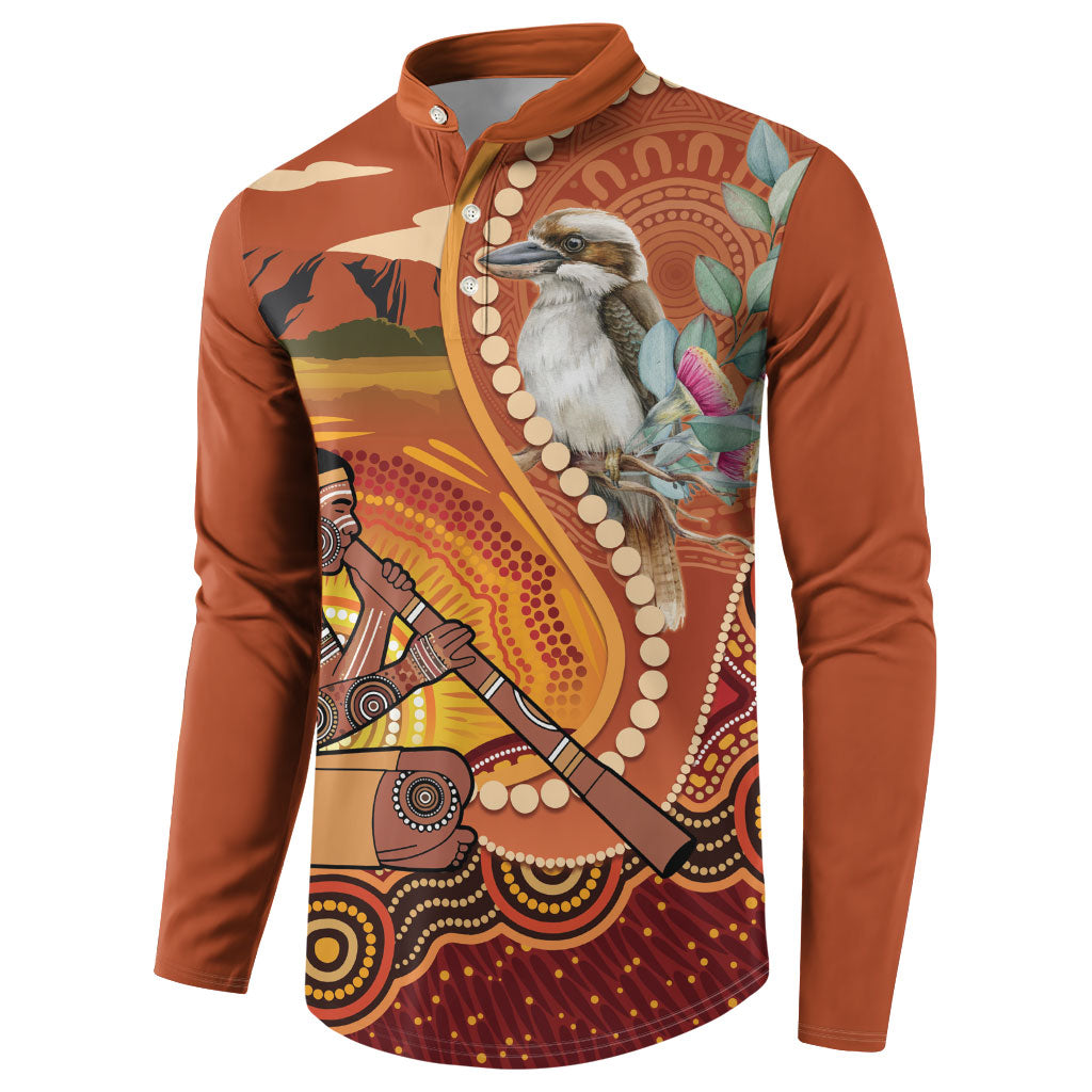 Australia Didgeridoo Button Sweatshirt Aussie Kookaburra Indigenous Dot Art