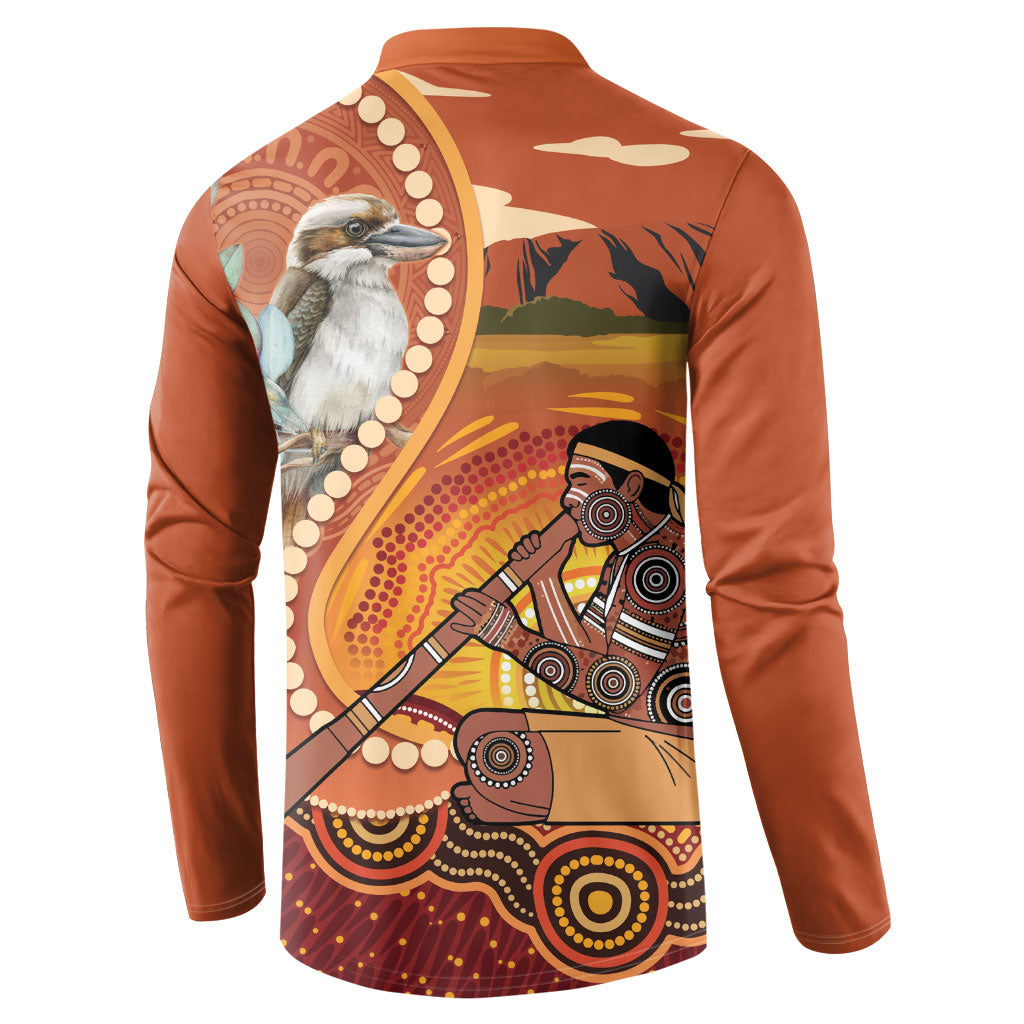 Australia Didgeridoo Button Sweatshirt Aussie Kookaburra Indigenous Dot Art