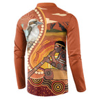 Australia Didgeridoo Button Sweatshirt Aussie Kookaburra Indigenous Dot Art