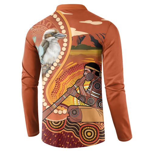Australia Didgeridoo Button Sweatshirt Aussie Kookaburra Indigenous Dot Art