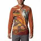 Australia Didgeridoo Button Sweatshirt Aussie Kookaburra Indigenous Dot Art