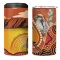Australia Didgeridoo 4 in 1 Can Cooler Tumbler Aussie Kookaburra Indigenous Dot Art