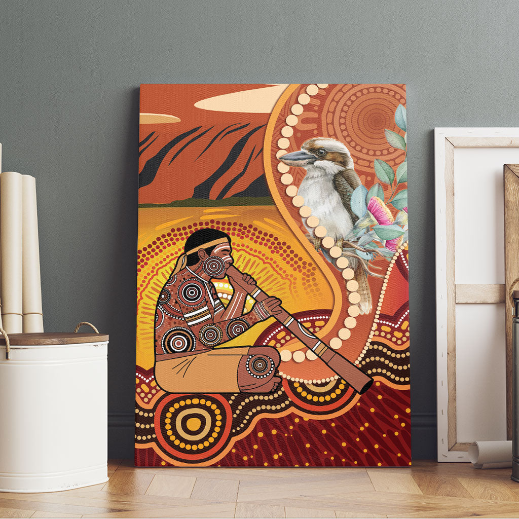 Australia Didgeridoo Canvas Wall Art Aussie Kookaburra Indigenous Dot Art