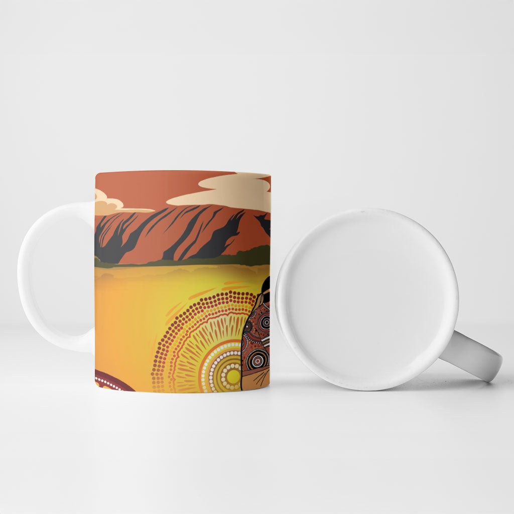 Australia Didgeridoo Ceramic Mug Aussie Kookaburra Indigenous Dot Art