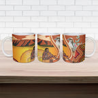 Australia Didgeridoo Ceramic Mug Aussie Kookaburra Indigenous Dot Art