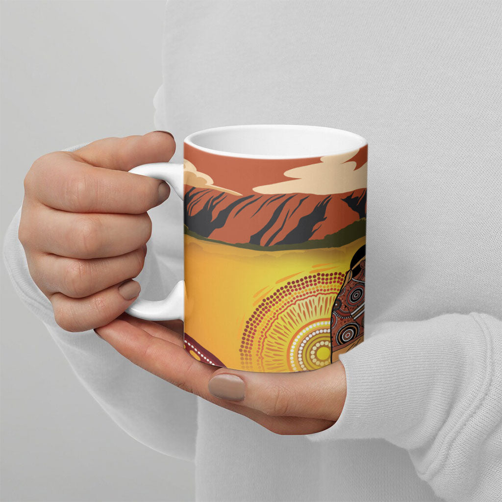 Australia Didgeridoo Ceramic Mug Aussie Kookaburra Indigenous Dot Art