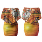 Australia Didgeridoo Couples Matching Off Shoulder Short Dress and Hawaiian Shirt Aussie Kookaburra Indigenous Dot Art