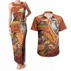 Australia Didgeridoo Couples Matching Tank Maxi Dress and Hawaiian Shirt Aussie Kookaburra Indigenous Dot Art