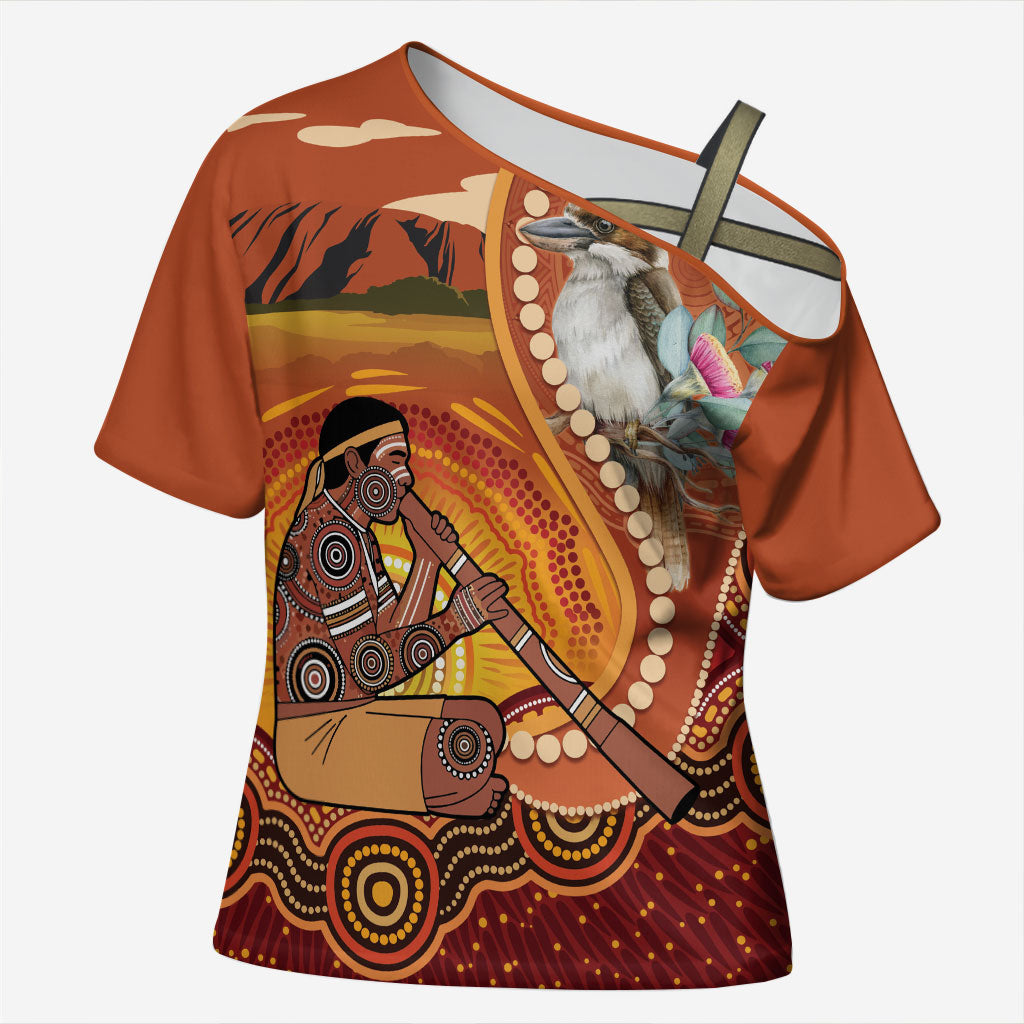 Australia Didgeridoo Cross Shoulder Shirt Aussie Kookaburra Indigenous Dot Art