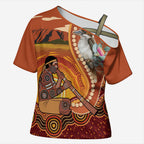 Australia Didgeridoo Cross Shoulder Shirt Aussie Kookaburra Indigenous Dot Art