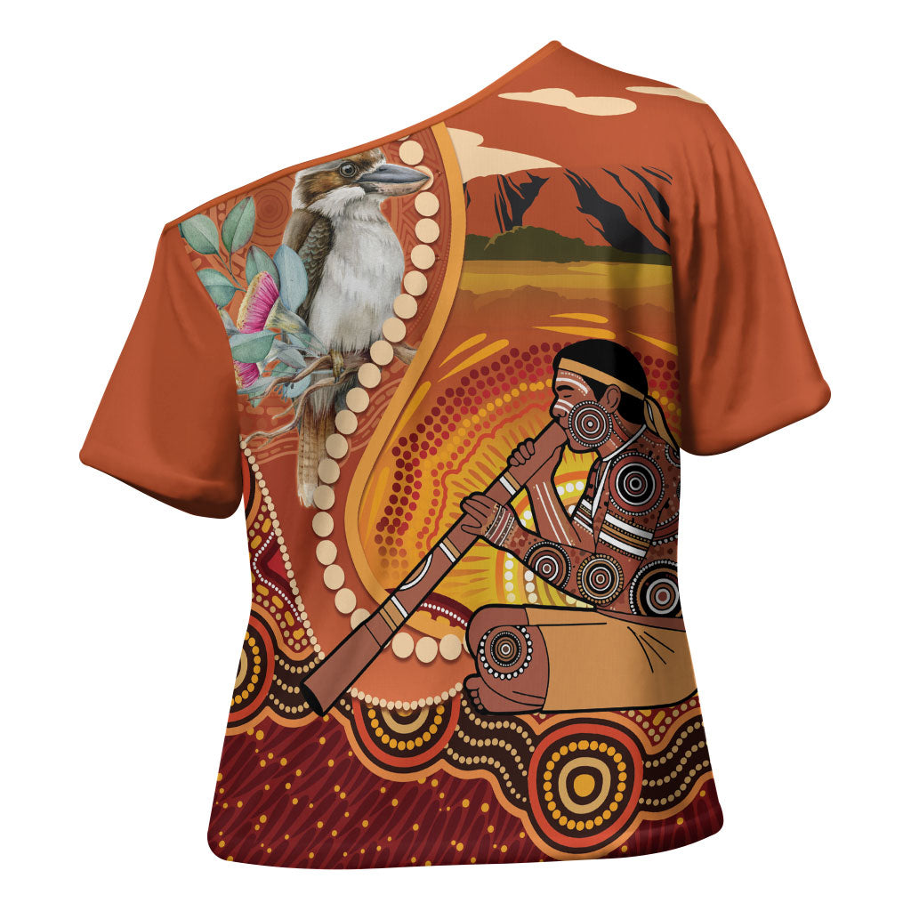 Australia Didgeridoo Cross Shoulder Shirt Aussie Kookaburra Indigenous Dot Art