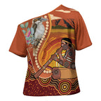 Australia Didgeridoo Cross Shoulder Shirt Aussie Kookaburra Indigenous Dot Art