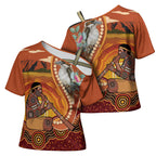 Australia Didgeridoo Cross Shoulder Shirt Aussie Kookaburra Indigenous Dot Art