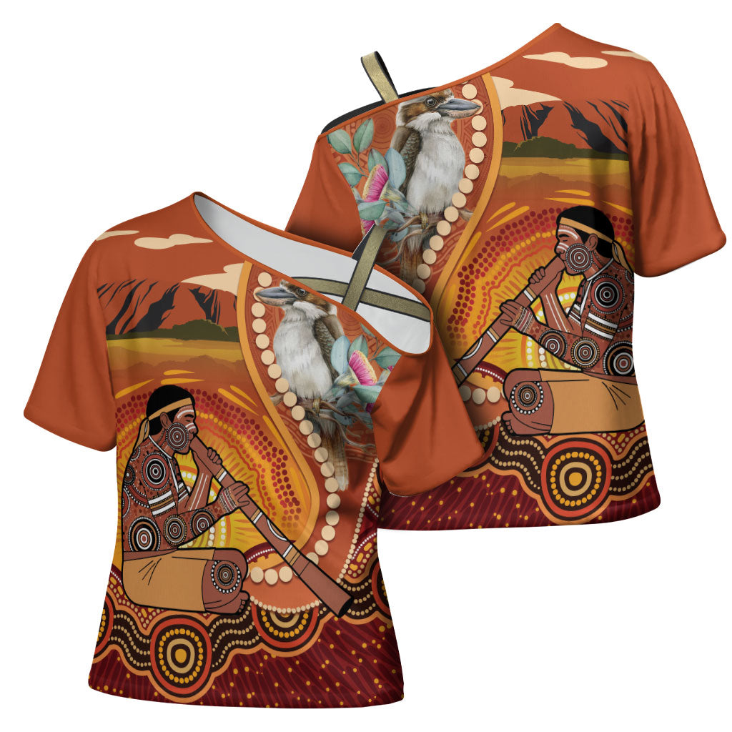 Australia Didgeridoo Cross Shoulder Shirt Aussie Kookaburra Indigenous Dot Art