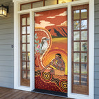 Australia Didgeridoo Door Cover Aussie Kookaburra Indigenous Dot Art