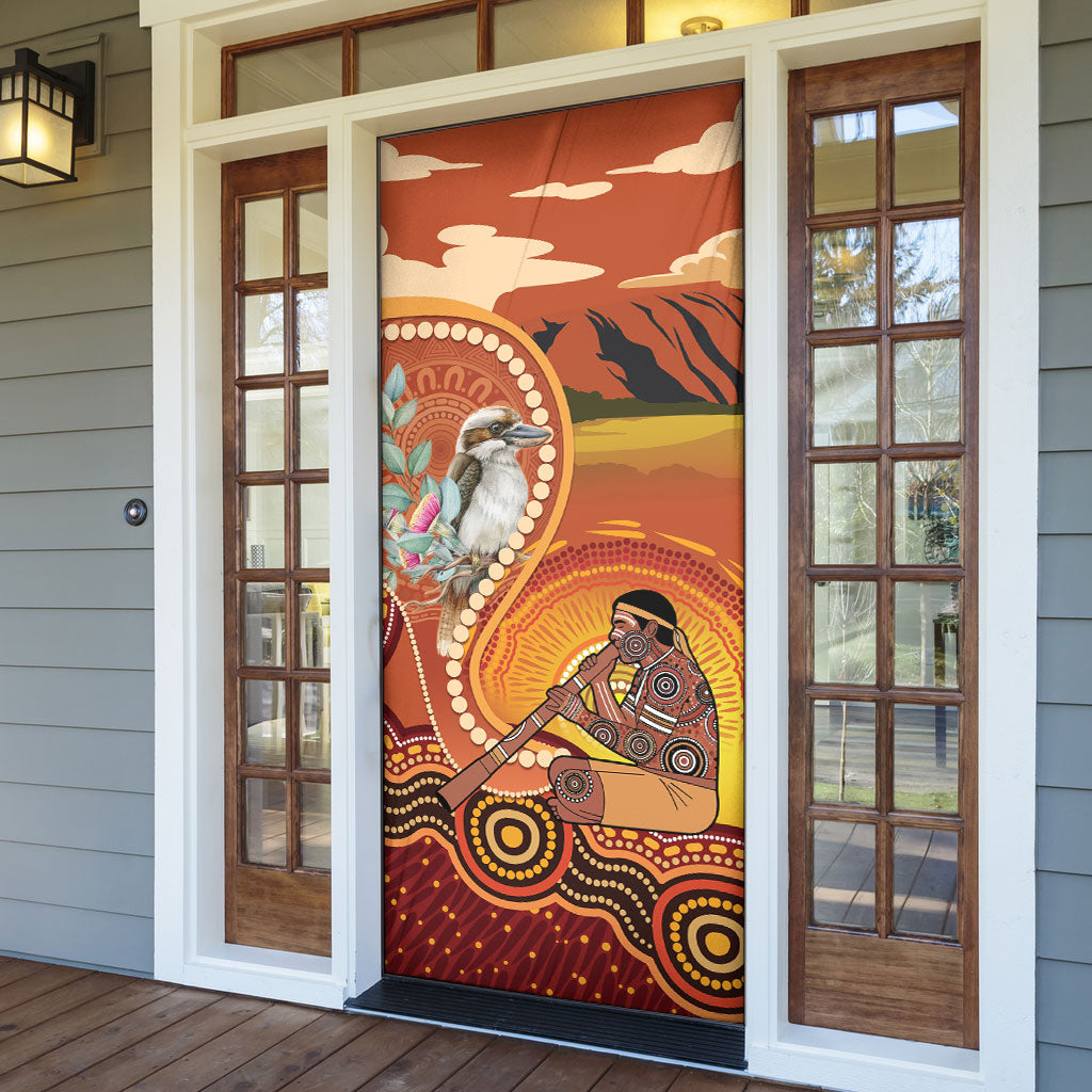 Australia Didgeridoo Door Cover Aussie Kookaburra Indigenous Dot Art