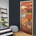 Australia Didgeridoo Door Cover Aussie Kookaburra Indigenous Dot Art