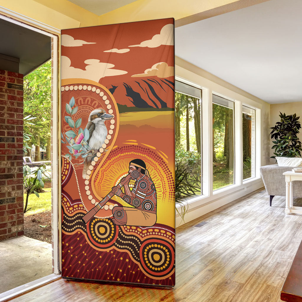 Australia Didgeridoo Door Cover Aussie Kookaburra Indigenous Dot Art