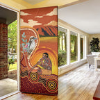 Australia Didgeridoo Door Cover Aussie Kookaburra Indigenous Dot Art