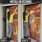Australia Didgeridoo Door Cover Aussie Kookaburra Indigenous Dot Art
