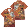 Australia Didgeridoo Family Matching Long Sleeve Bodycon Dress and Hawaiian Shirt Aussie Kookaburra Indigenous Dot Art