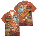 Australia Didgeridoo Family Matching Puletasi and Hawaiian Shirt Aussie Kookaburra Indigenous Dot Art