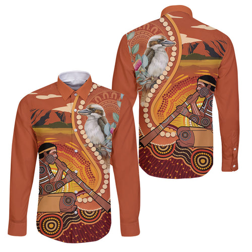 Australia Didgeridoo Family Matching Summer Maxi Dress and Hawaiian Shirt Aussie Kookaburra Indigenous Dot Art