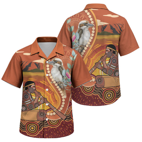 Australia Didgeridoo Family Matching Summer Maxi Dress and Hawaiian Shirt Aussie Kookaburra Indigenous Dot Art