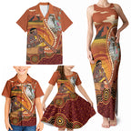 Australia Didgeridoo Family Matching Tank Maxi Dress and Hawaiian Shirt Aussie Kookaburra Indigenous Dot Art