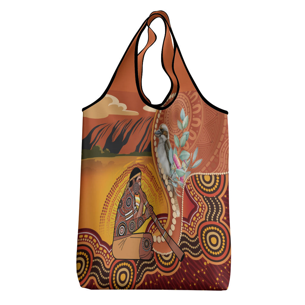 Australia Didgeridoo Grocery Bag Aussie Kookaburra Indigenous Dot Art