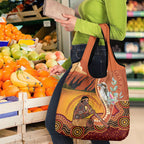 Australia Didgeridoo Grocery Bag Aussie Kookaburra Indigenous Dot Art