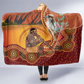 Australia Didgeridoo Hooded Blanket Aussie Kookaburra Indigenous Dot Art