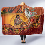 Australia Didgeridoo Hooded Blanket Aussie Kookaburra Indigenous Dot Art
