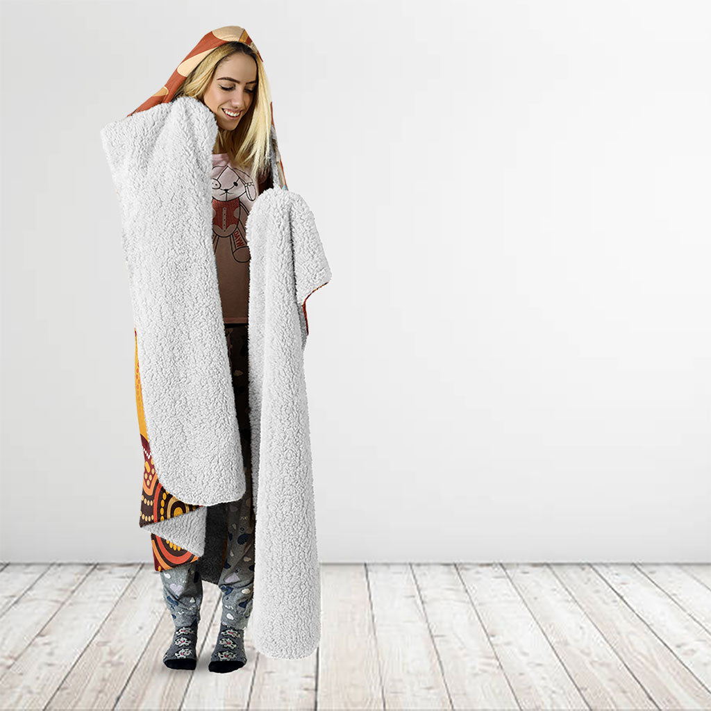 Australia Didgeridoo Hooded Blanket Aussie Kookaburra Indigenous Dot Art