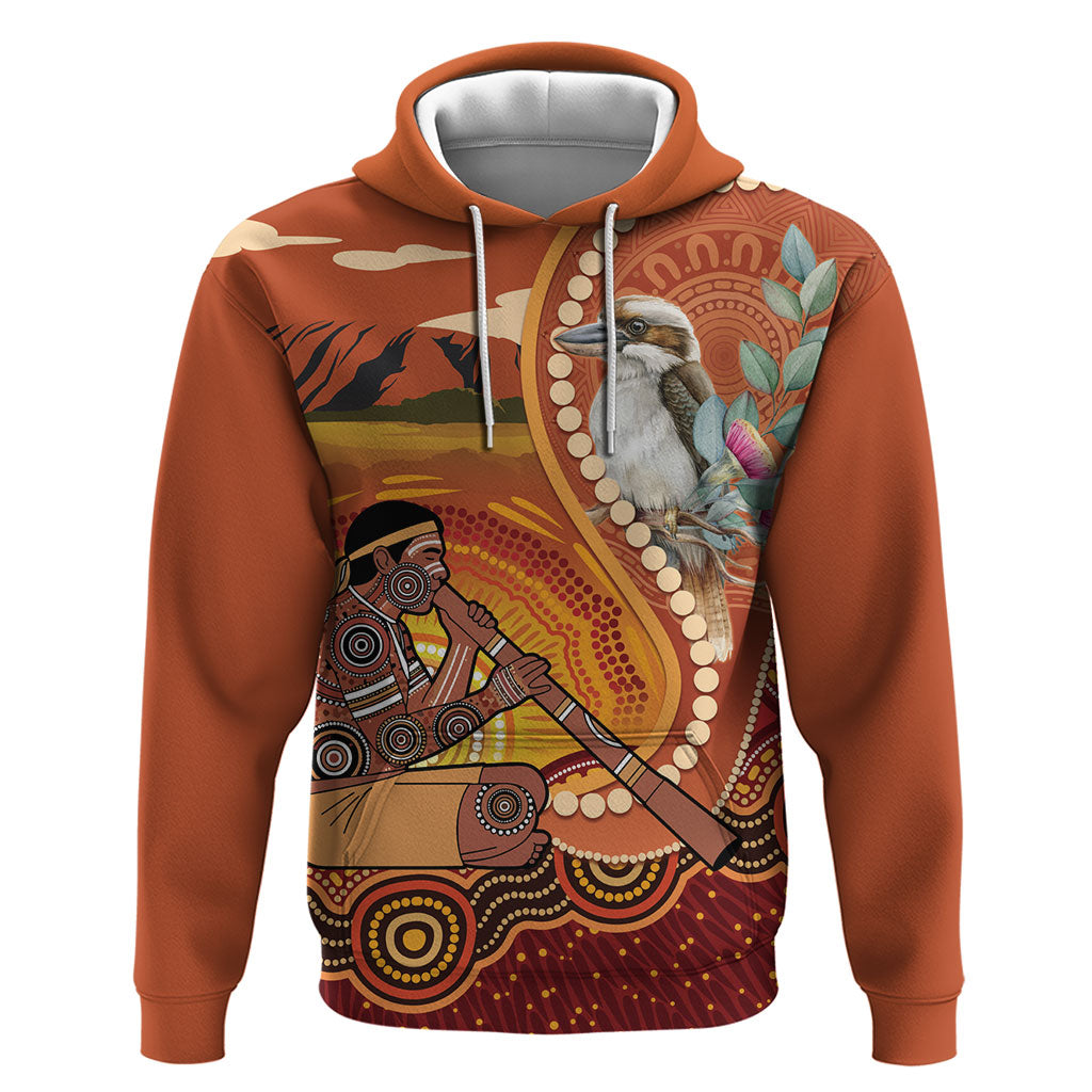 Australia Didgeridoo Hoodie Aussie Kookaburra Indigenous Dot Art