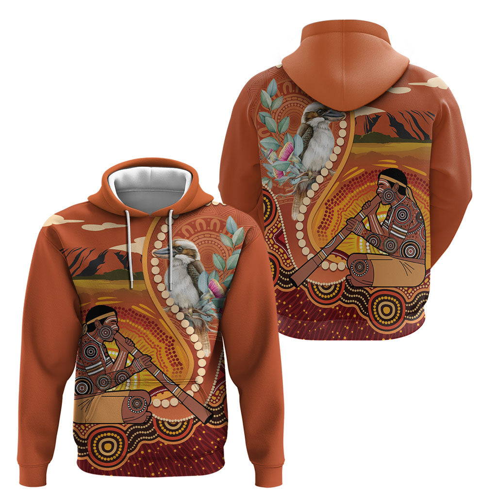 Australia Didgeridoo Hoodie Aussie Kookaburra Indigenous Dot Art