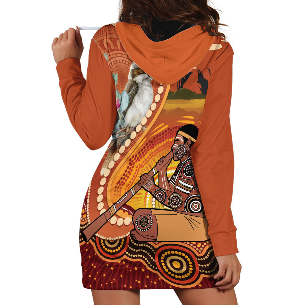 Australia Didgeridoo Hoodie Dress Aussie Kookaburra Indigenous Dot Art