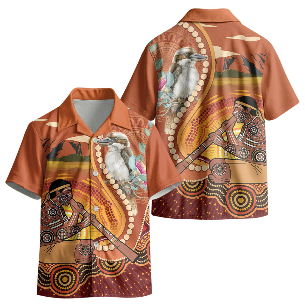 Australia Didgeridoo Kid Hawaiian Shirt Aussie Kookaburra Indigenous Dot Art