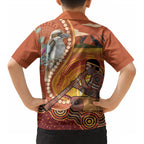 Australia Didgeridoo Kid Hawaiian Shirt Aussie Kookaburra Indigenous Dot Art