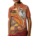 Australia Didgeridoo Kid Polo Shirt Aussie Kookaburra Indigenous Dot Art