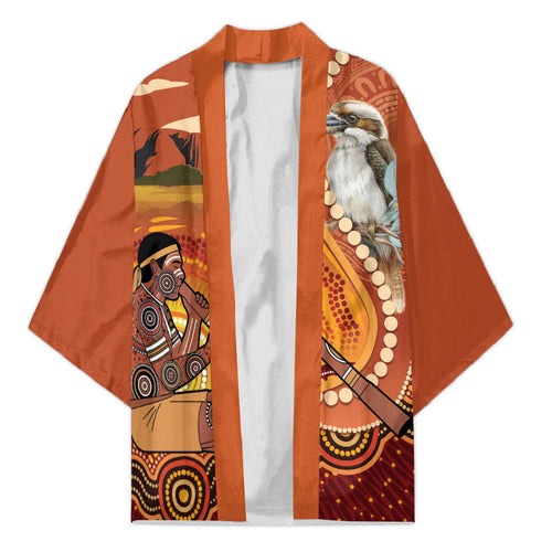 Australia Didgeridoo Kimono Aussie Kookaburra Indigenous Dot Art