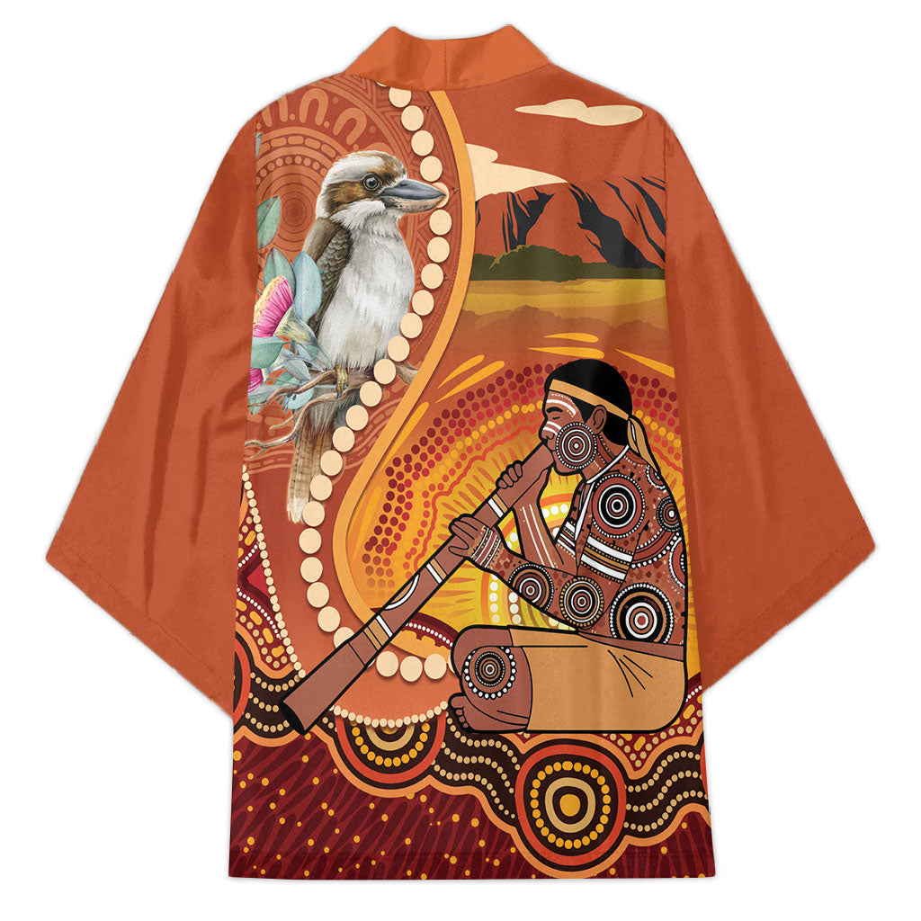 Australia Didgeridoo Kimono Aussie Kookaburra Indigenous Dot Art