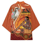 Australia Didgeridoo Kimono Aussie Kookaburra Indigenous Dot Art