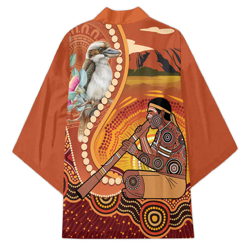 Australia Didgeridoo Kimono Aussie Kookaburra Indigenous Dot Art