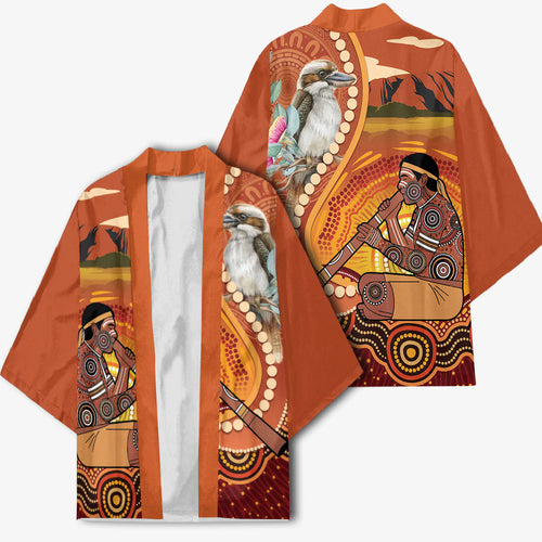 Australia Didgeridoo Kimono Aussie Kookaburra Indigenous Dot Art