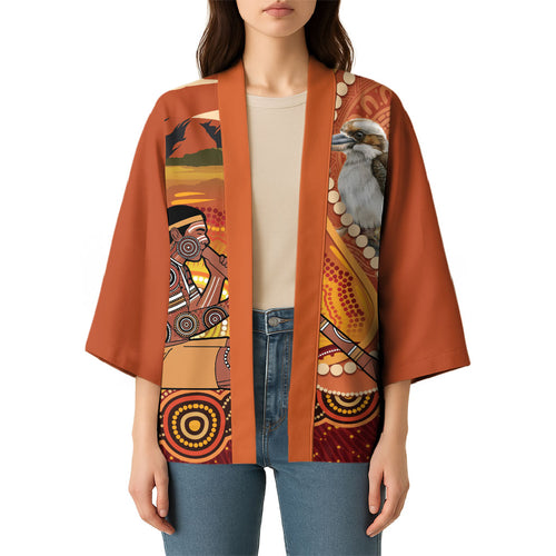 Australia Didgeridoo Kimono Aussie Kookaburra Indigenous Dot Art