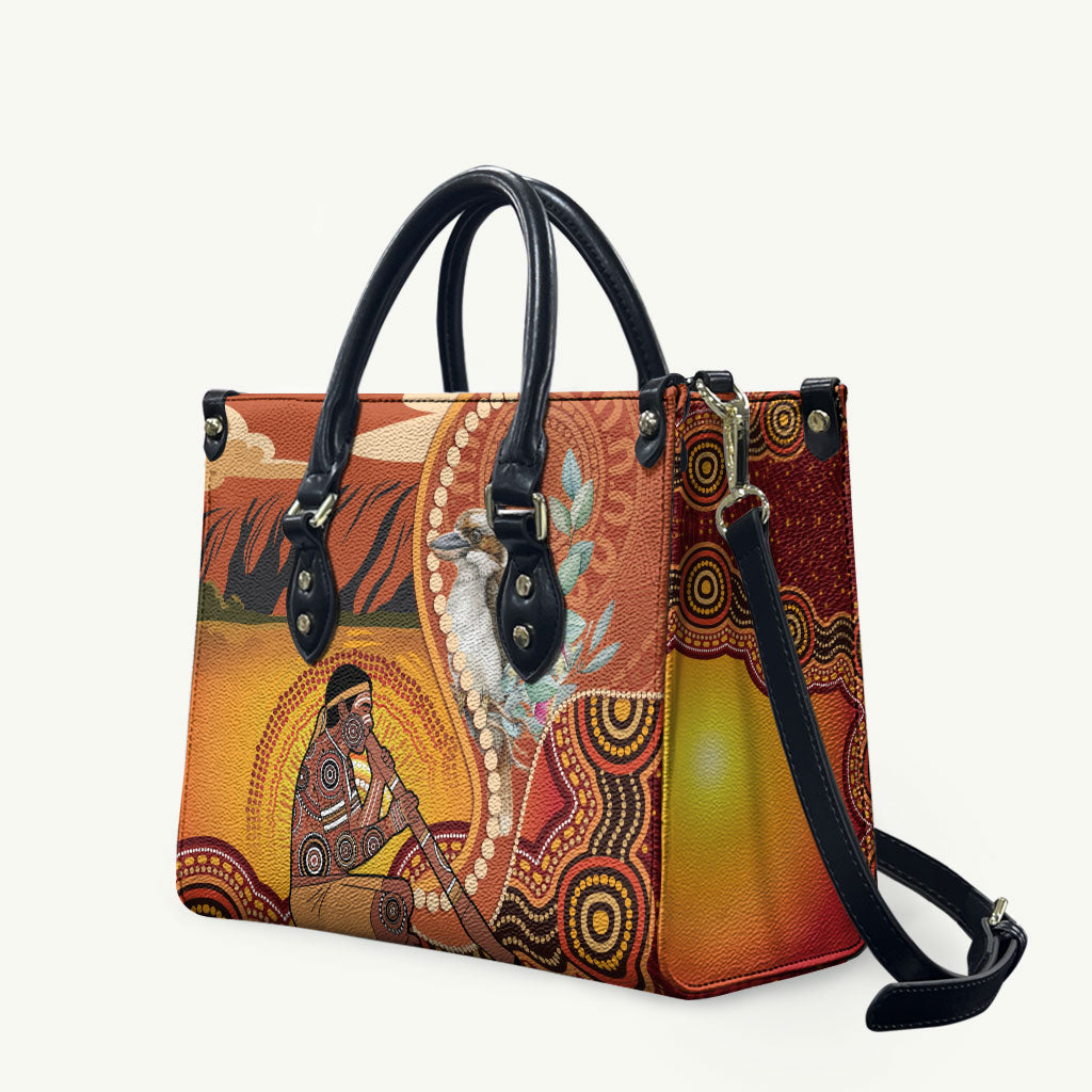 Australia Didgeridoo Leather Bag Aussie Kookaburra Indigenous Dot Art