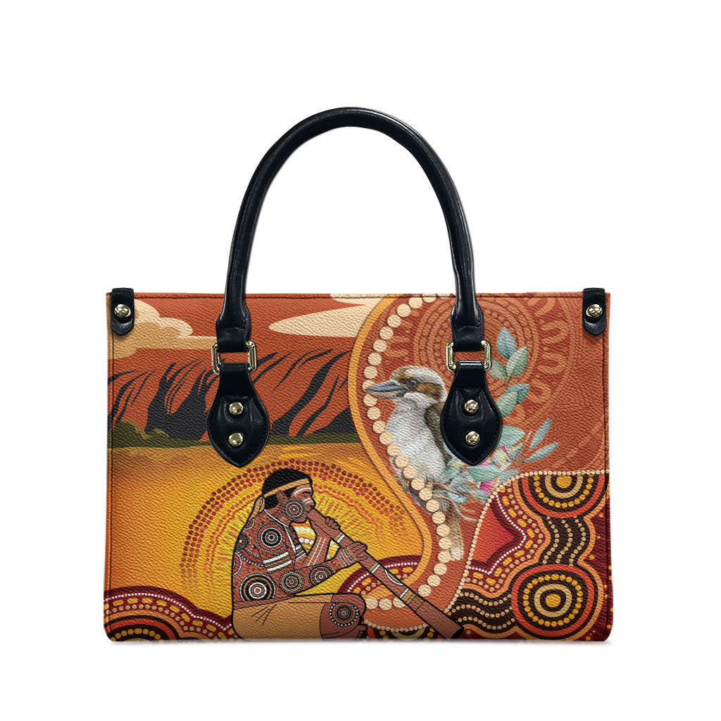 Australia Didgeridoo Leather Bag Aussie Kookaburra Indigenous Dot Art